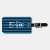 Jouw tekst op 'Keep Calm Blue Stripes'-stijl Bagagelabel (Voorkant horizontaal)