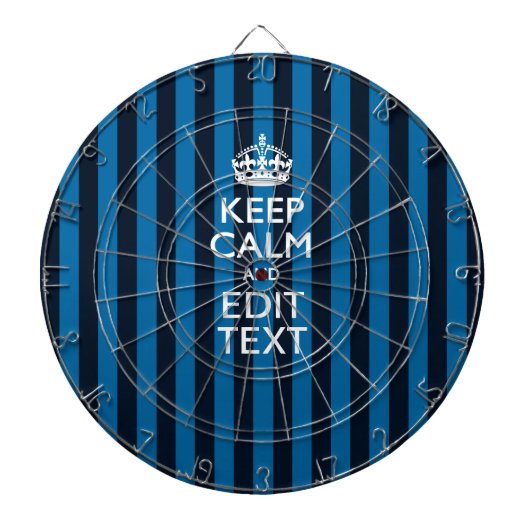 jouw tekst op 'Keep Calm Blue Stripes'-stijl Dartbord (Voorkant)