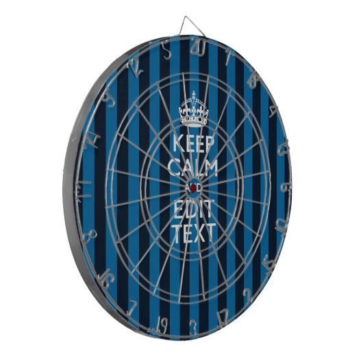 jouw tekst op 'Keep Calm Blue Stripes'-stijl Dartbord (Voorkant Links)