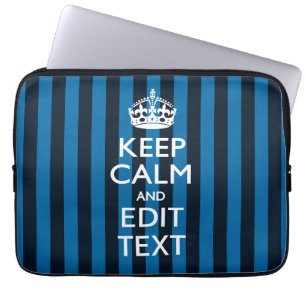 Jouw tekst op 'Keep Calm Blue Stripes'-stijl Laptop Sleeve