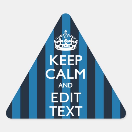 Jouw tekst op 'Keep Calm Blue Stripes'-stijl Sticker (Voorkant)