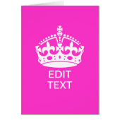 Jouw tekst op "Keep Calm Crown Hot Pink" (Voorkant)