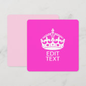 Jouw tekst op "Keep Calm Crown Hot Pink" (Voorkant / Achterkant)
