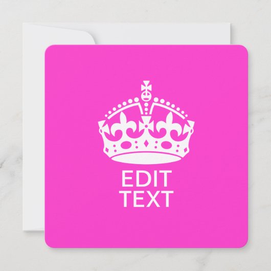 Jouw tekst op "Keep Calm Crown Hot Pink" (Voorkant)