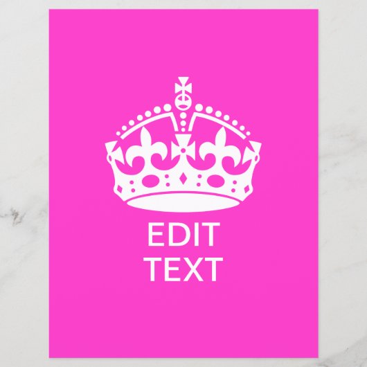 Jouw tekst op "Keep Calm Crown Hot Pink" Flyer (Voorkant)