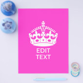 Jouw tekst op "Keep Calm Crown Hot Pink" Flyer (Enkel)