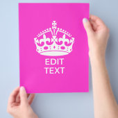 Jouw tekst op "Keep Calm Crown Hot Pink" Flyer (Hand)