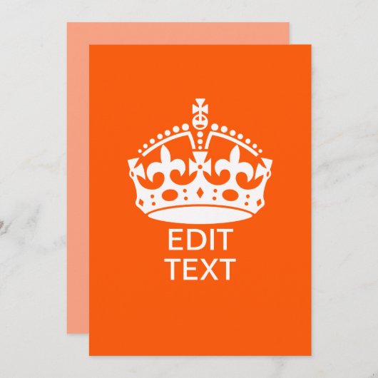 Jouw tekst op "Keep Calm Crown Oranje" (Voorkant / Achterkant)