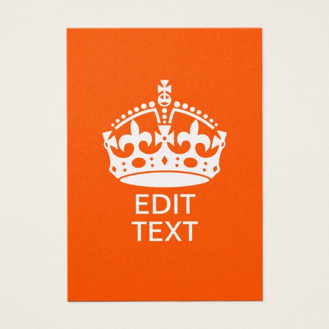 Jouw tekst op "Keep Calm Crown Oranje" Visitekaartje (Voorkant)