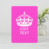 Jouw tekst op Keep Calm Kroon Heet Roze (Staand voorkant)