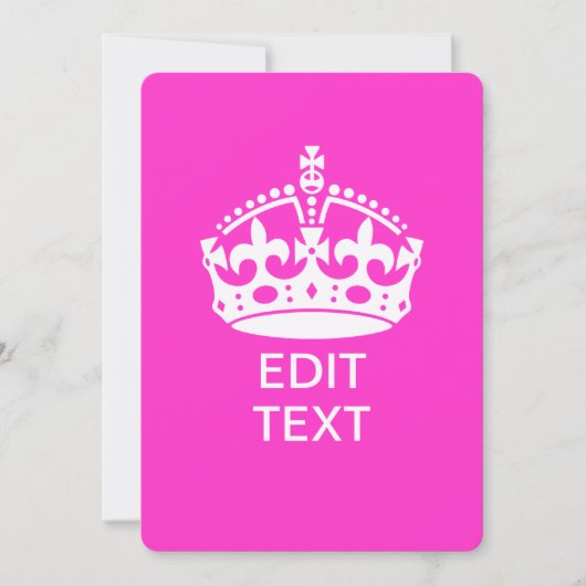 Jouw tekst op Keep Calm Kroon Heet Roze (Voorkant)