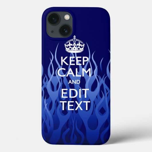Jouw tekst op "Keep Calm on Blue Racing Flames" Case-Mate iPhone Case (Achterkant)
