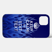 Jouw tekst op "Keep Calm on Blue Racing Flames" Case-Mate iPhone Case (Achterkant (horizontaal))