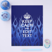 Jouw tekst op "Keep Calm on Blue Racing Flames" Flyer (Enkel)