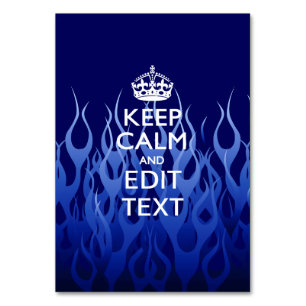 jouw tekst op "Keep Calm on Blue Racing Flames" Kaart