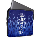 Jouw tekst op "Keep Calm on Blue Racing Flames" Laptop Sleeve (Voorkant Rechts)