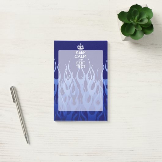 Jouw tekst op "Keep Calm on Blue Racing Flames" Post-it® Notes (Kantoor)
