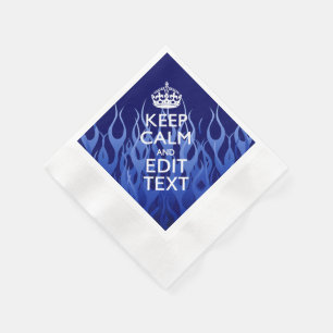 Jouw tekst op "Keep Calm on Blue Racing Flames" Servet