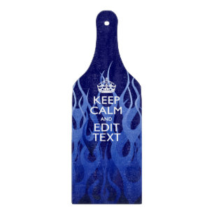 Jouw tekst op "Keep Calm on Blue Racing Flames" Snijplank