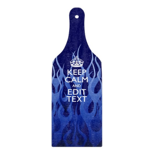 Jouw tekst op "Keep Calm on Blue Racing Flames" Snijplank (Voorkant)