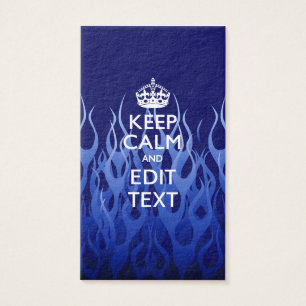 Jouw tekst op "Keep Calm on Blue Racing Flames" Visitekaartje