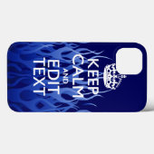 Jouw tekst op 'Keep Calm' op 'Navy Blue Racing Fla Case-Mate iPhone Case (Achterkant (horizontaal))