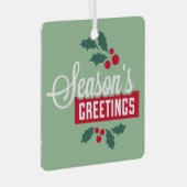 Jouw tekst op rug, Retro Season's Groeten Metalen Ornament (Voorkant Rechts)