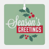 Jouw tekst op rug, Retro Season's Groeten Metalen Ornament (Voorkant)