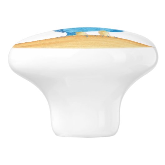 Jouw tekst op Schattigee Blue Owl Knobs Keramische Knop (Zijkant)