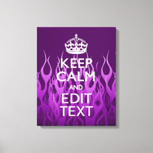 Jouw tekst over "Keep Calm" op Paarse racegevechte Canvas Afdruk