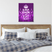 Jouw tekst over "Keep Calm" op Paarse racegevechte Canvas Afdruk (Insitu (Slaapkamer))