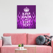 Jouw tekst over "Keep Calm" op Paarse racegevechte Canvas Afdruk (Insitu (Woonkamer))