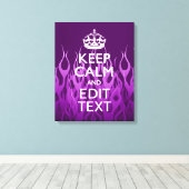 Jouw tekst over "Keep Calm" op Paarse racegevechte Canvas Afdruk (Insitu (Houten vloer))