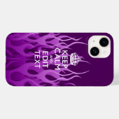 Jouw tekst over "Keep Calm" op Paarse racegevechte Case-Mate iPhone Case (Achterkant (horizontaal))