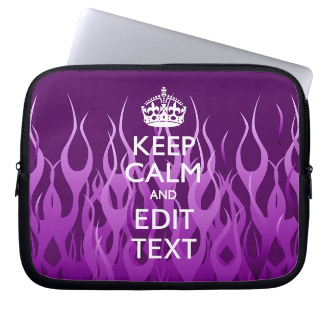Jouw tekst over "Keep Calm" op Paarse racegevechte Laptop Sleeve (Voorkant)