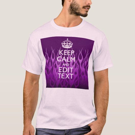 Jouw tekst over "Keep Calm" op Paarse racegevechte T-shirt (Voorkant)