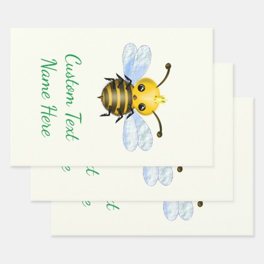 Jouw tekst papierbladen met koninginnenbijen inpakpapier vel (Set)