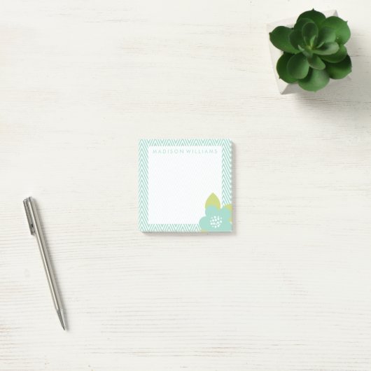 Jouw tekst | Pastel Floral Chevron Post-it® Notes (Kantoor)