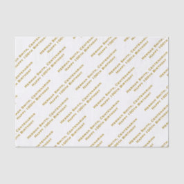 Jouw tekst Patroon All Over Print Goud/Wit Tissuepapier