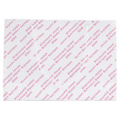 Jouw tekst Patroon All Over Print Roze/Wit Groot Cadeauzakje (Achterkant)