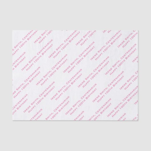 Jouw tekst Patroon All Over Print Roze/Wit Tissuepapier (Voorkant)