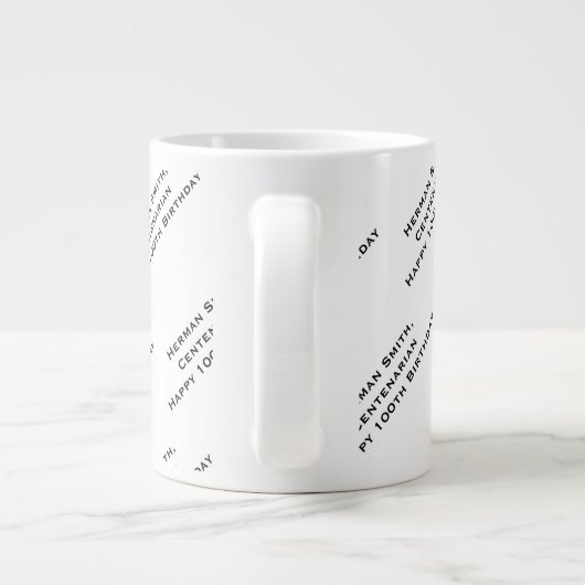 Jouw tekst Pattern All Over Print Zwart/Wit Grote Koffiekop (Achterkant)