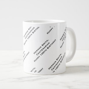 Jouw tekst Pattern All Over Print Zwart/Wit Grote Koffiekop