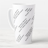 Jouw tekst Pattern All Over Print Zwart/Wit Latte Mok (Linkerhoek)