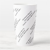 Jouw tekst Pattern All Over Print Zwart/Wit Latte Mok (Voorkant)