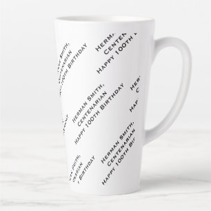 Jouw tekst Pattern All Over Print Zwart/Wit Latte Mok