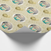 Jouw tekst.Photo Goud/Wit Eenvoudige Streepjespatr Cadeaupapier (Hoek)