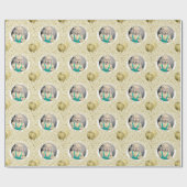 Jouw tekst.Photo Goud/Wit Eenvoudige Streepjespatr Cadeaupapier (Vlak)