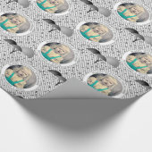 Jouw tekst .Photo Grijs/Wit Eenvoudige Strepen Cadeaupapier (Hoek)