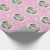 Jouw tekst.Photo Roze/Wit Eenvoudige Streepjespatr Cadeaupapier (Hoek)